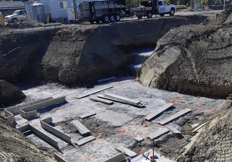 early stages of a new concrete foundation installation