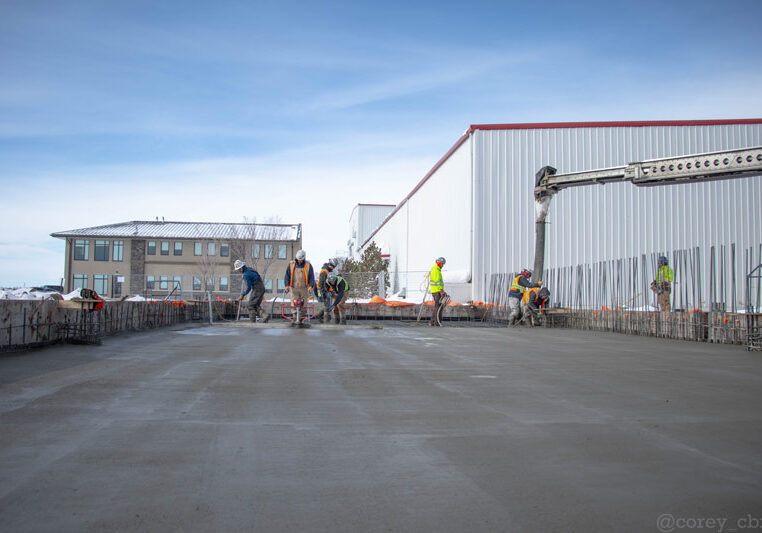 flatwork on a new concrete pad outdoors